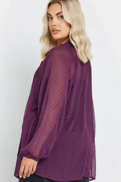 Tie Neck Dobby Blouse