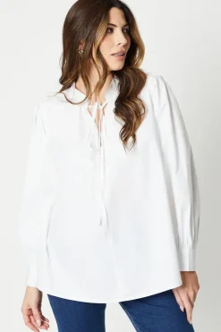 Tie Neck Grandad Collar Shirt