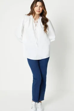 Tie Neck Grandad Collar Shirt