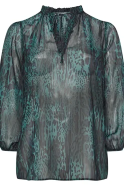 Tie Neck Mesh Blouse