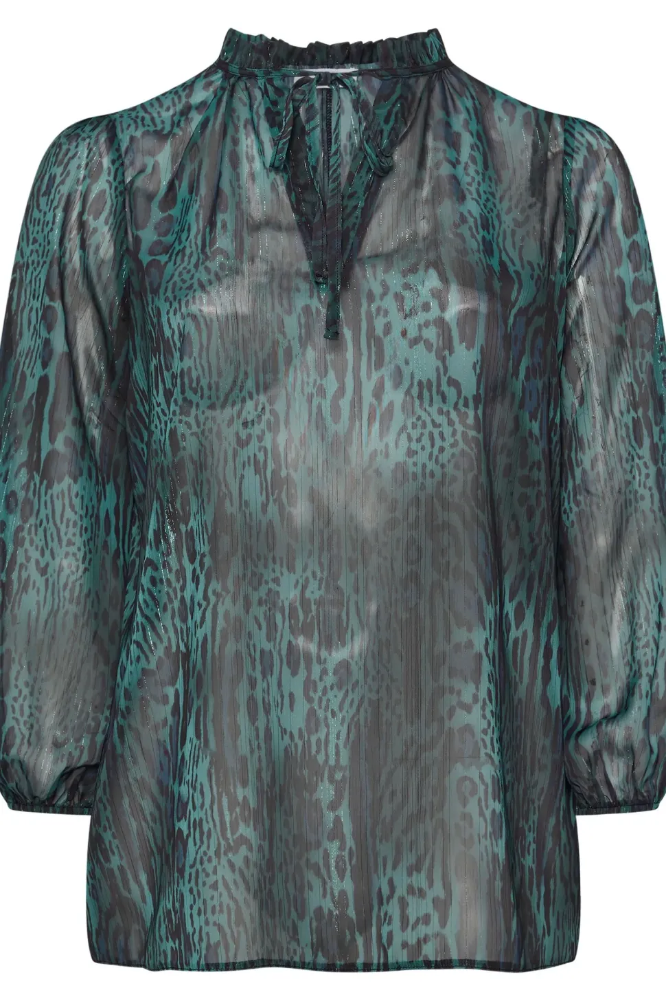 Tie Neck Mesh Blouse