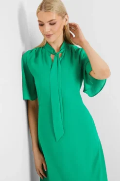 Tie Neck Midi Dress