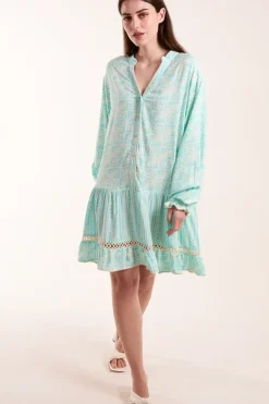 Tiered Button Down Mini Dress With Tier