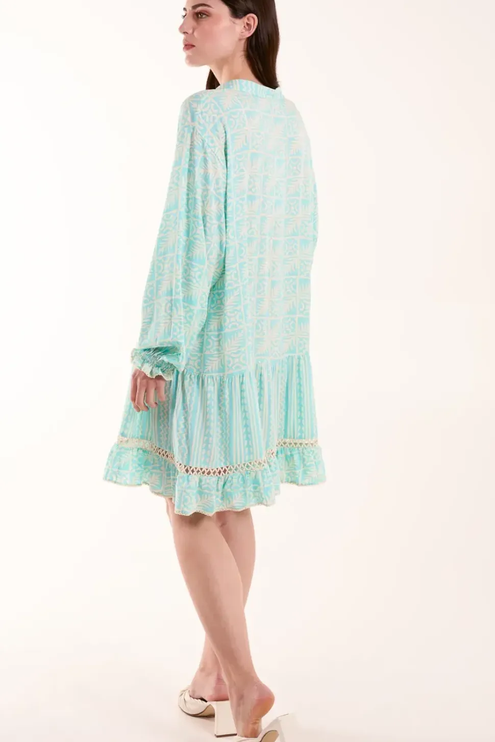 Tiered Button Down Mini Dress With Tier