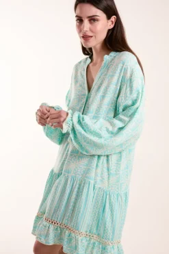 Tiered Button Down Mini Dress With Tier