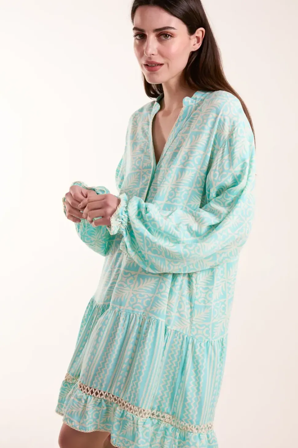 Tiered Button Down Mini Dress With Tier
