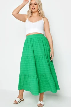 Tiered Check Midi Skirt