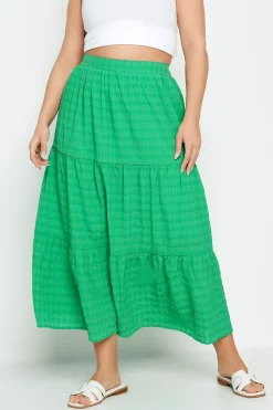 Tiered Check Midi Skirt