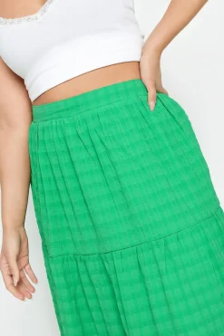 Tiered Check Midi Skirt
