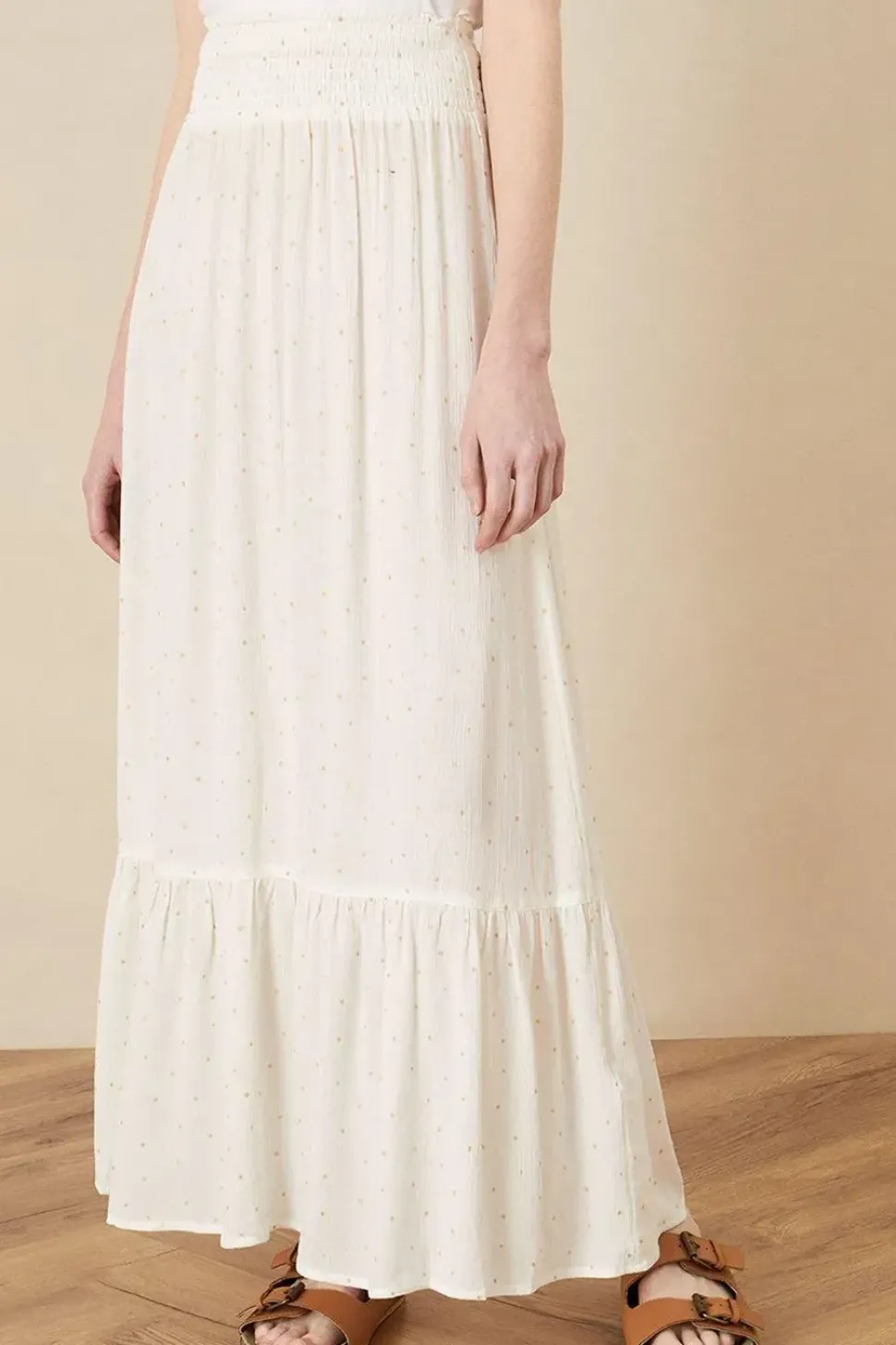 Tiered Foil Print Maxi Skirt