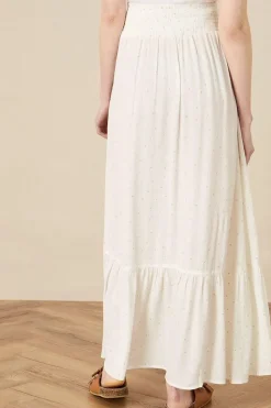 Tiered Foil Print Maxi Skirt
