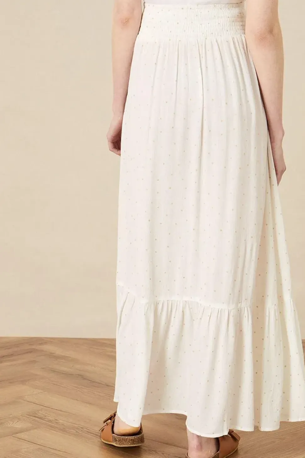 Tiered Foil Print Maxi Skirt