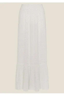 Tiered Foil Print Maxi Skirt
