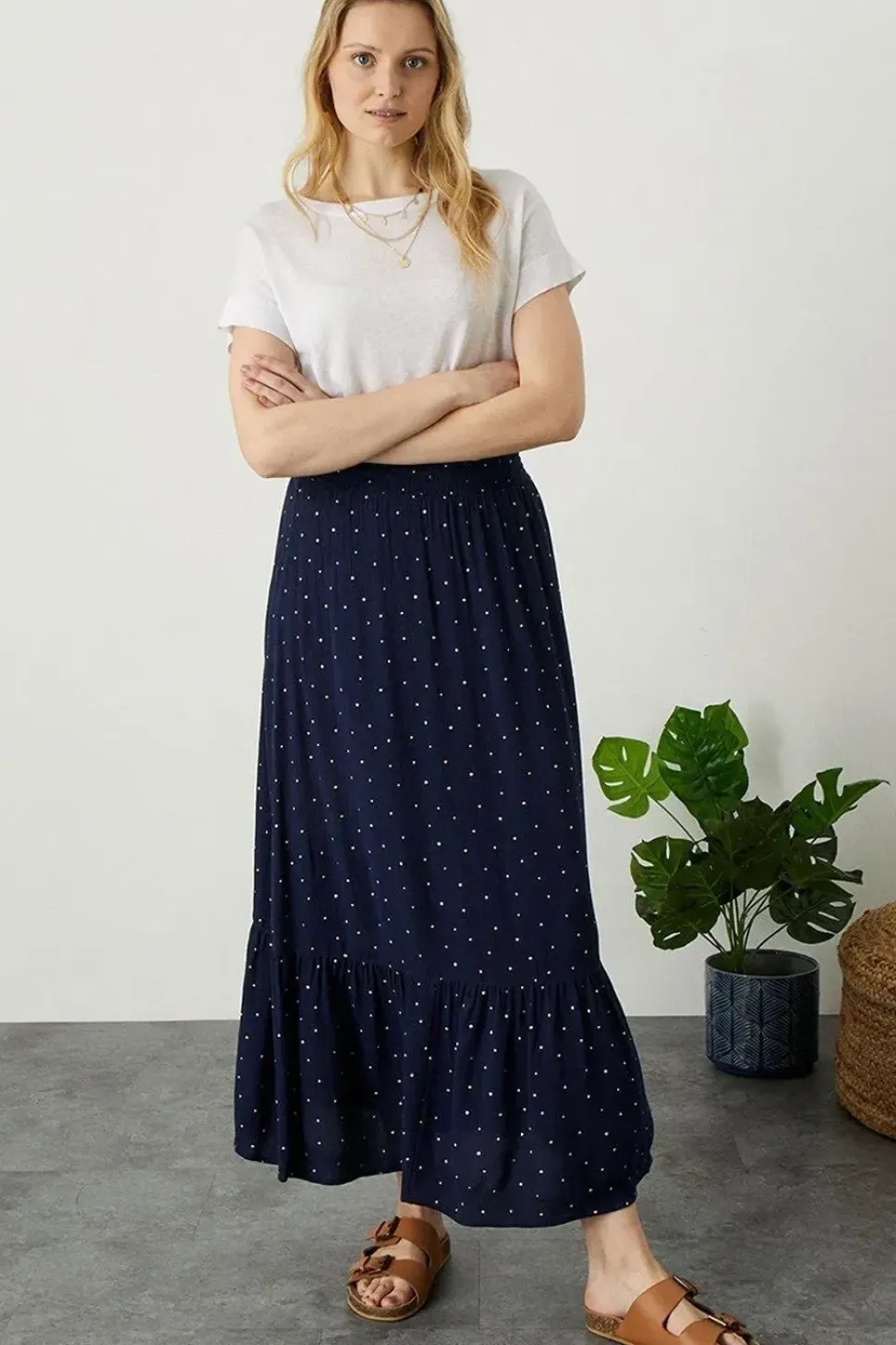 Tiered Foil Print Skirt