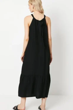 Tiered Halterneck Midi Dress