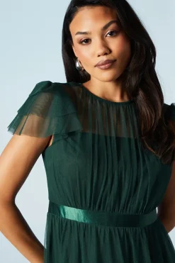 Tiered Skirt Mesh Bridesmaid Dress