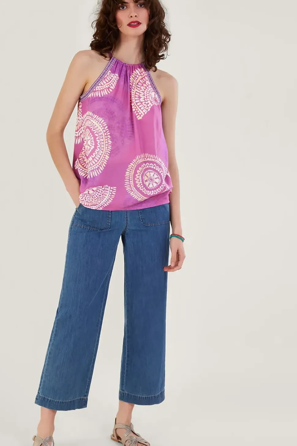 Tie Strap Print Cami Top