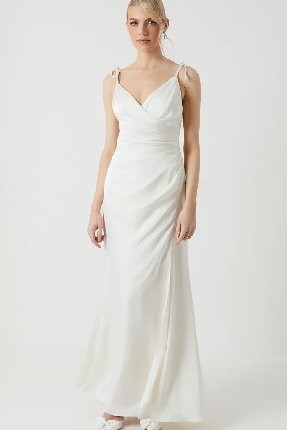 Tie Strap Wrap Fishtail Maxi Wedding Dress