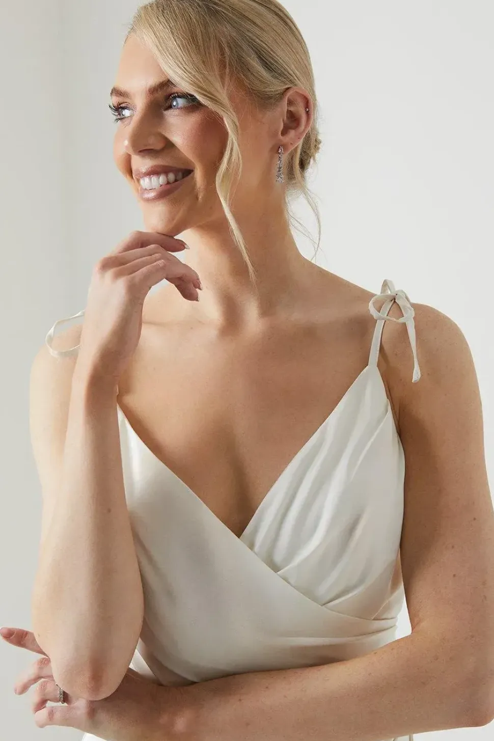 Tie Strap Wrap Fishtail Maxi Wedding Dress