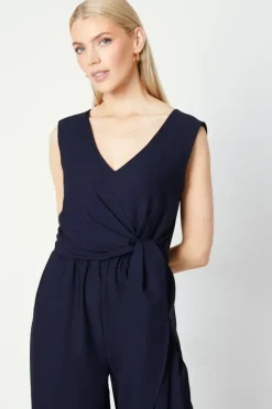 Tie Waist V-neck Jumpsuit