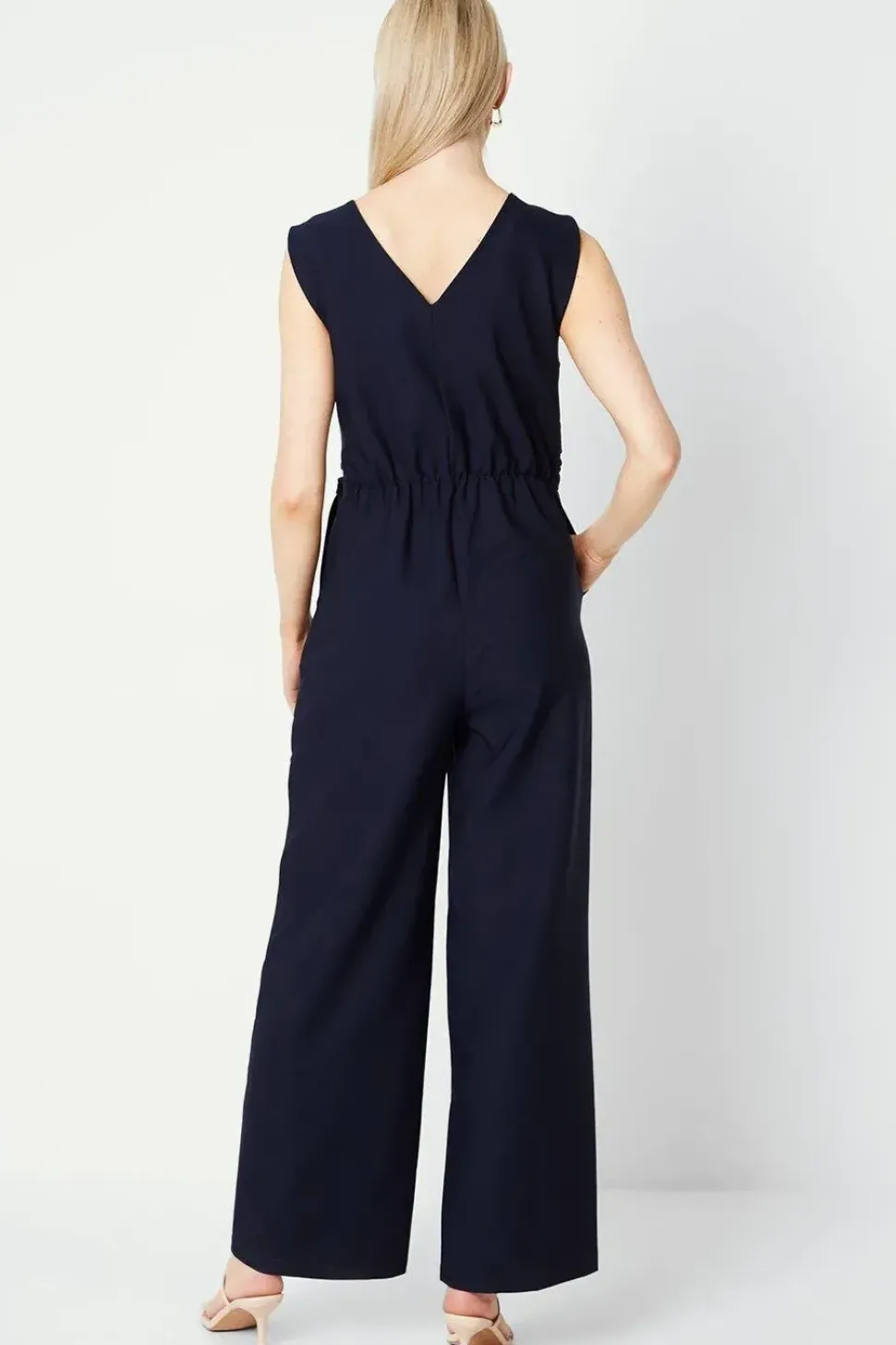 Tie Waist V-neck Jumpsuit