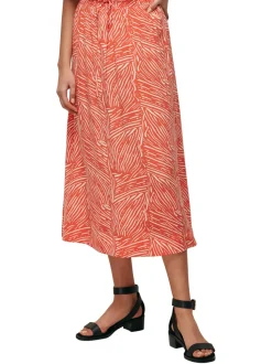 Tiger Palm Smocked Waist Skirt-Animal Print