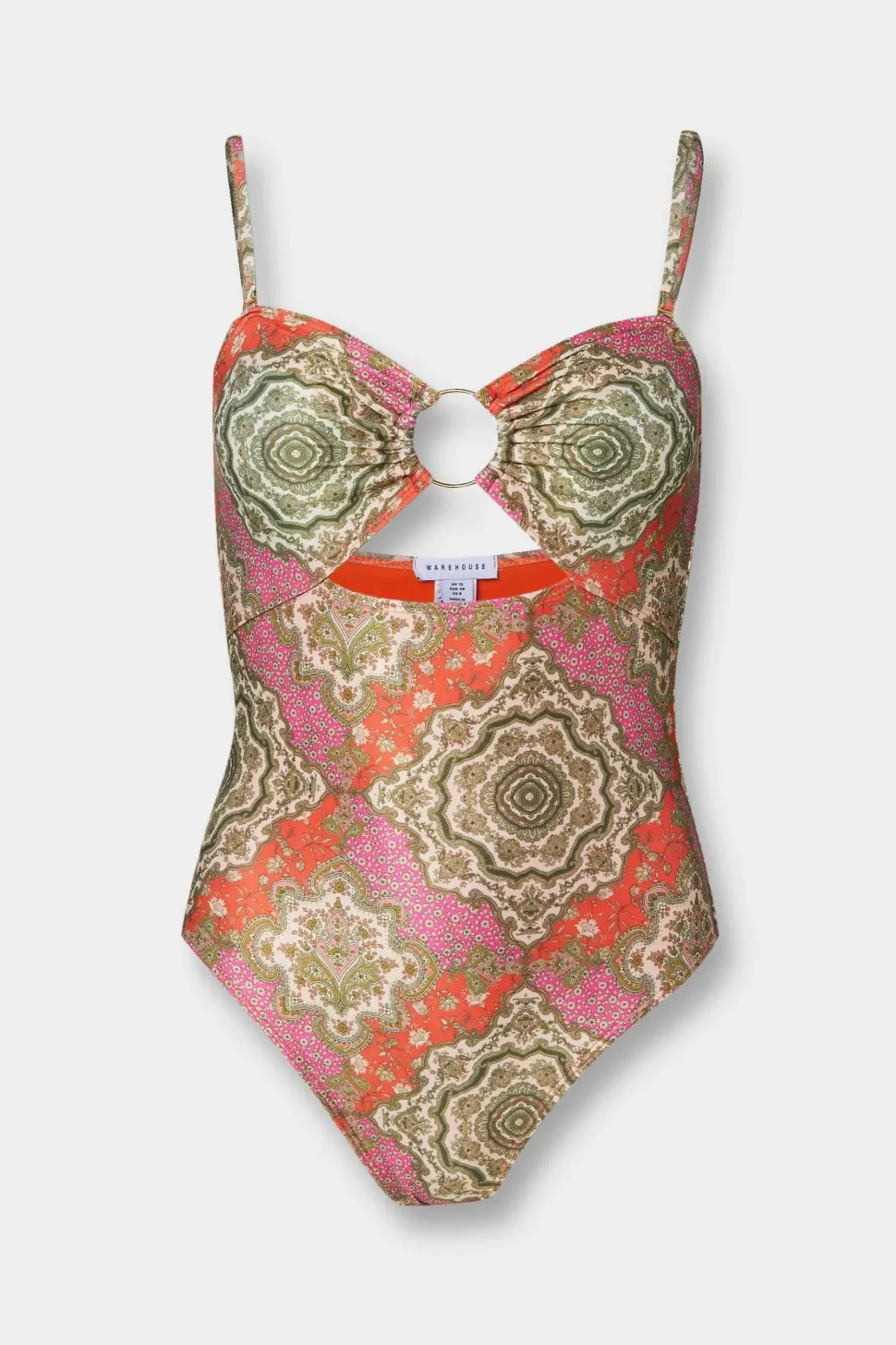 Tile Detachable Strap Ring Cut Out Swimsuit