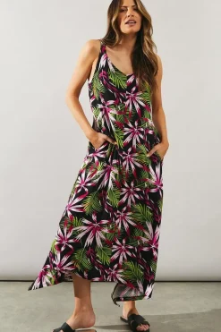Tile Print Jersey Hanky Hem Maxi Dress
