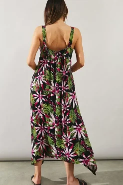 Tile Print Jersey Hanky Hem Maxi Dress