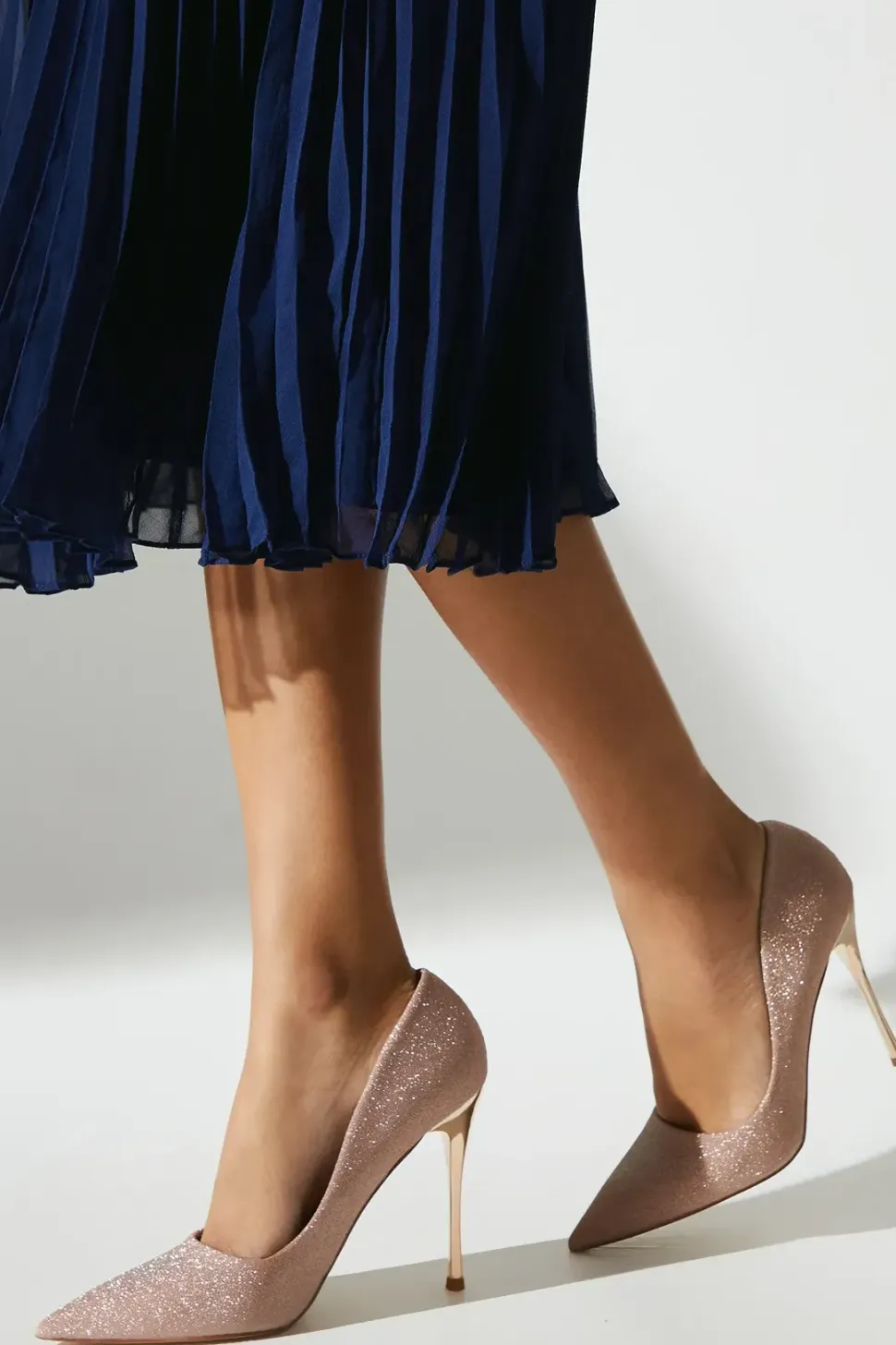 Tillie Fine Glitter High Metal Heel Court Shoes