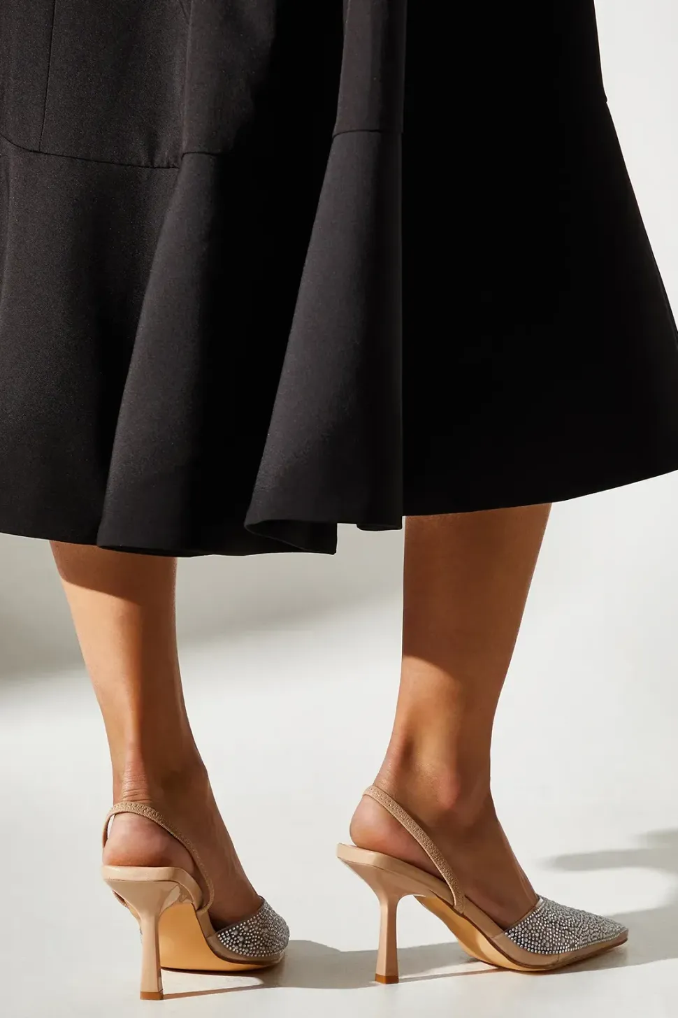 Tilly Diamante And Pearl Sling Back Pointed Court Shoes