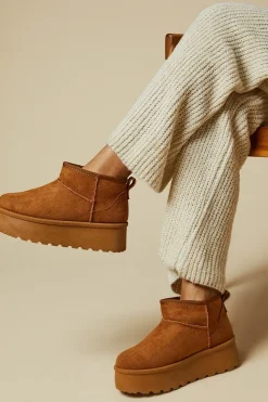 Tilly Faux Suede Flatform Ultra Low Bootie