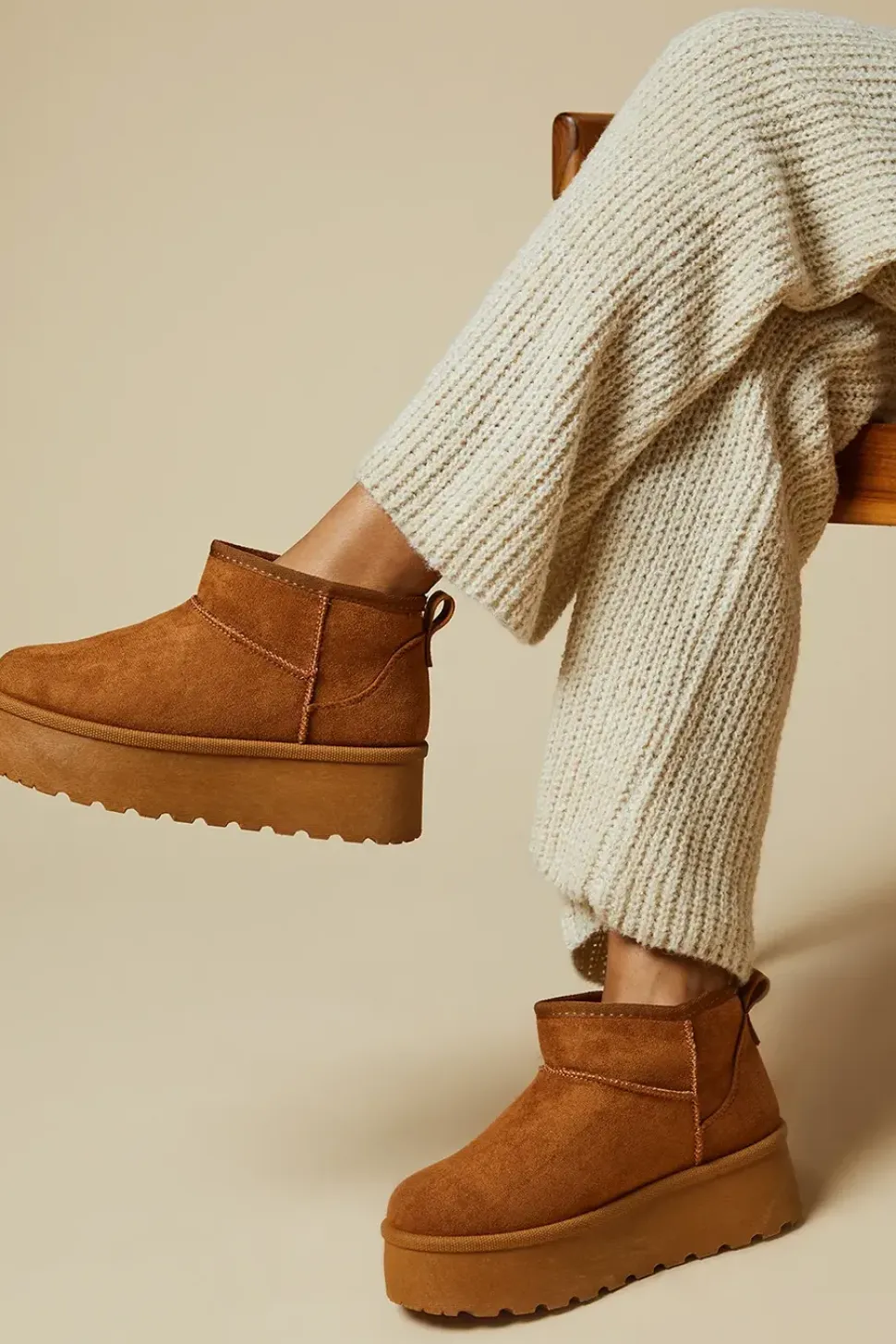 Tilly Faux Suede Flatform Ultra Low Bootie