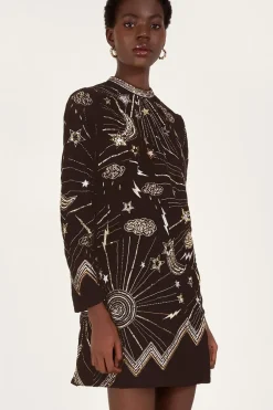Tina Embroidered Velvet Tunic Dress