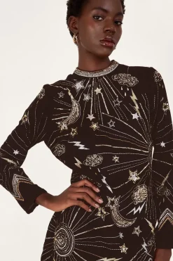 Tina Embroidered Velvet Tunic Dress