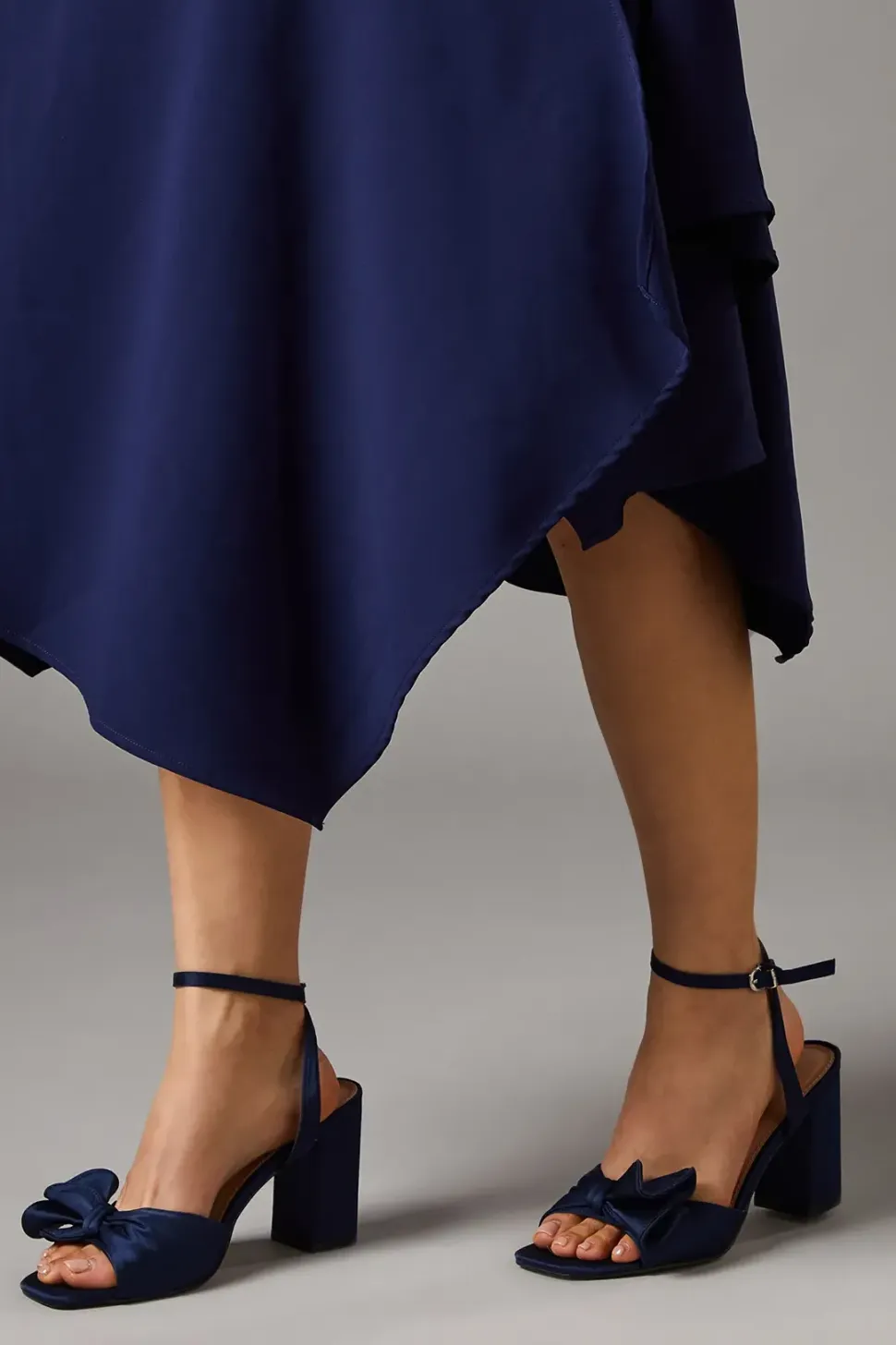 Tina Satin Soft Ruffle High Block Heel Sandals