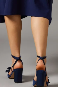Tina Satin Soft Ruffle High Block Heel Sandals