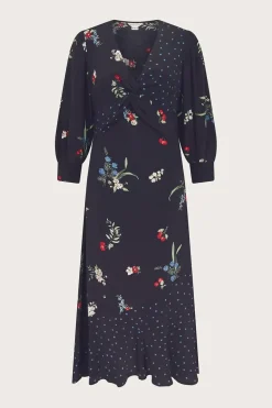 Tina Twist Front Midi Dress Black