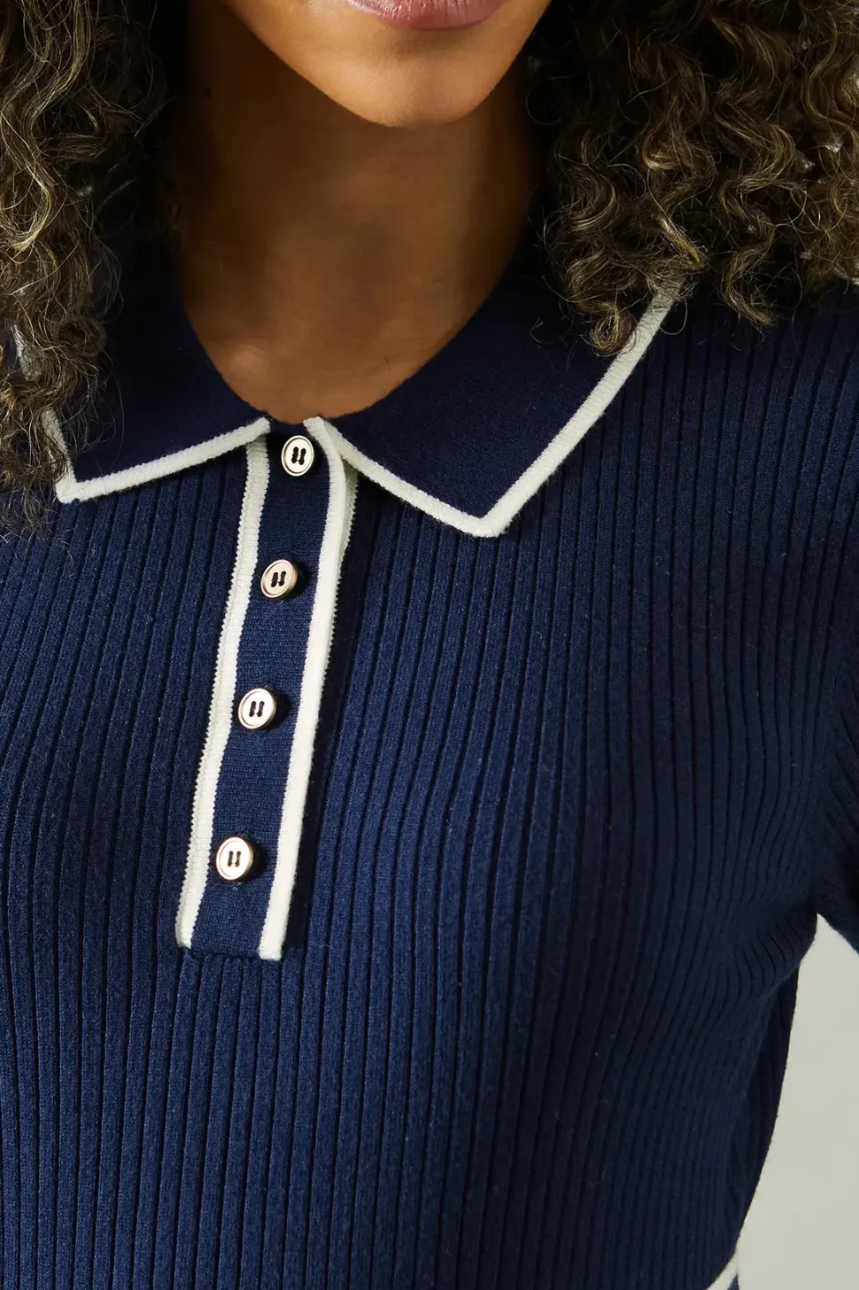 Tipped Belted Knitted Midi Dress