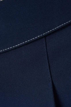 Top Stitch Belted Straight Leg Trouser