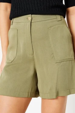 Top Stitch Patch Pocket Longline Short