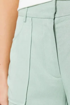 Top Stitch Patch Pocket Wide Leg Trouser