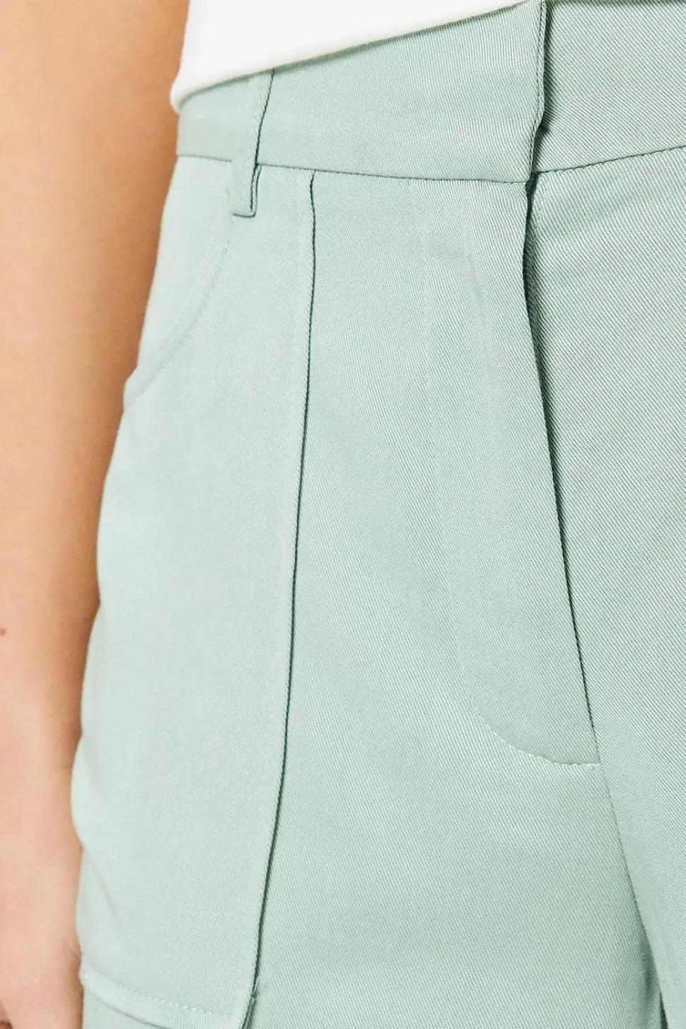 Top Stitch Patch Pocket Wide Leg Trouser