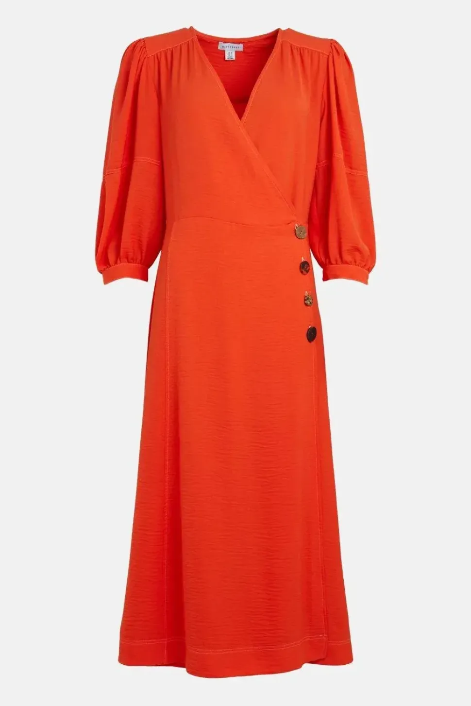 Topstitch Wrap Midi Dress