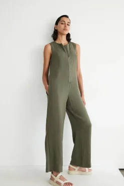 Topstitch Zip Jumpsuit