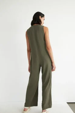 Topstitch Zip Jumpsuit