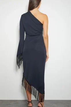 Toria Fringe Jersey Dress Black