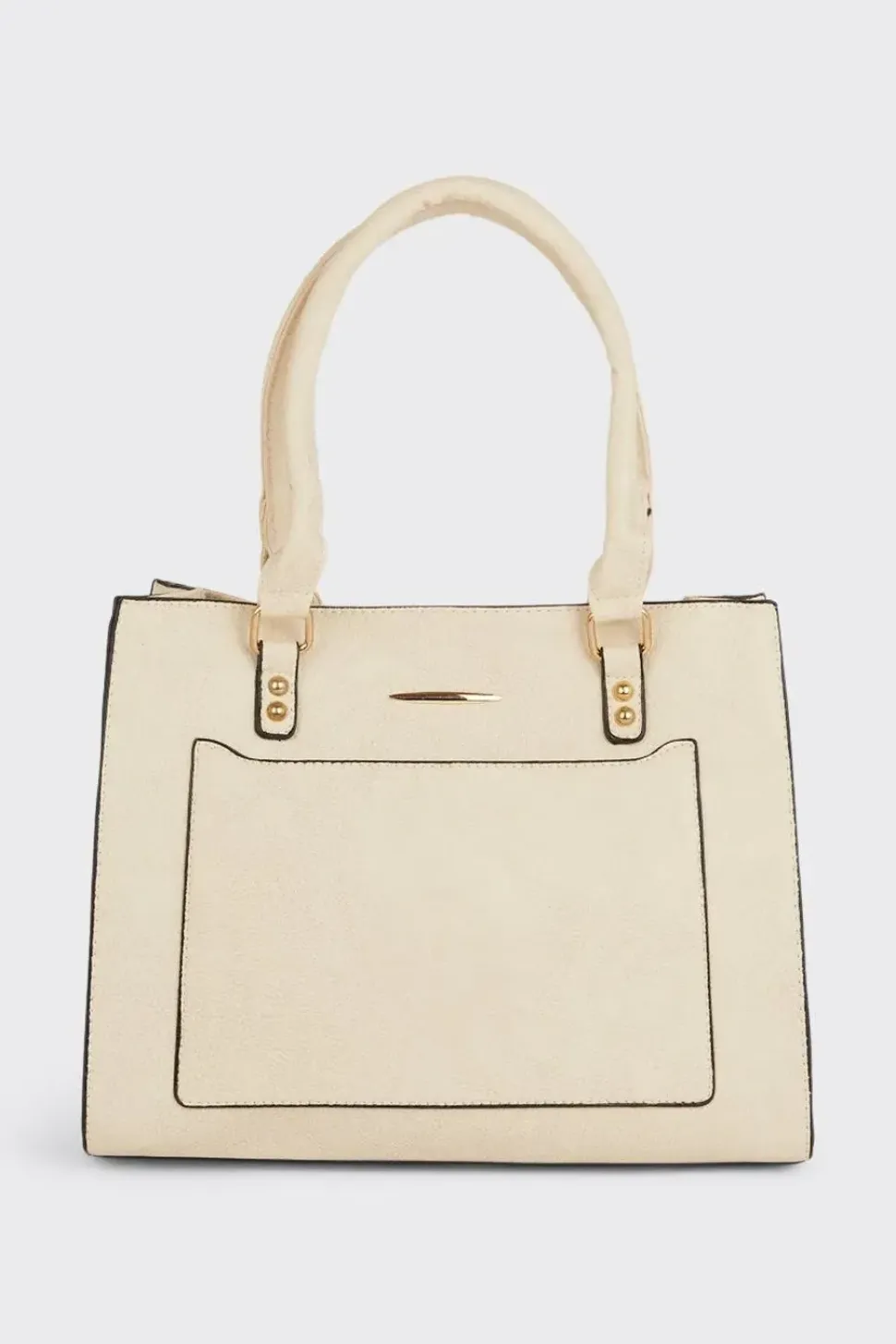 Tori Faux Leather Painted Edge Front Pocket Tote Bags