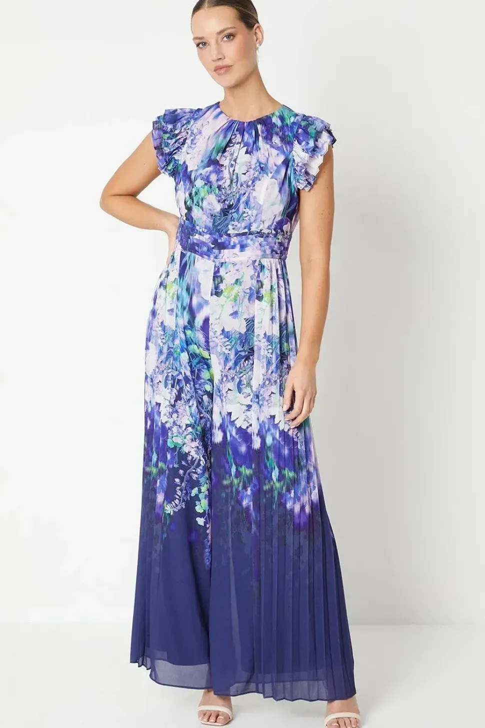 Trailing Floral Print Pleated Leg Jumpsuit