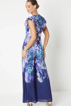 Trailing Floral Print Pleated Leg Jumpsuit